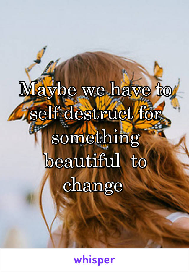 Maybe we have to self destruct for something beautiful  to change 