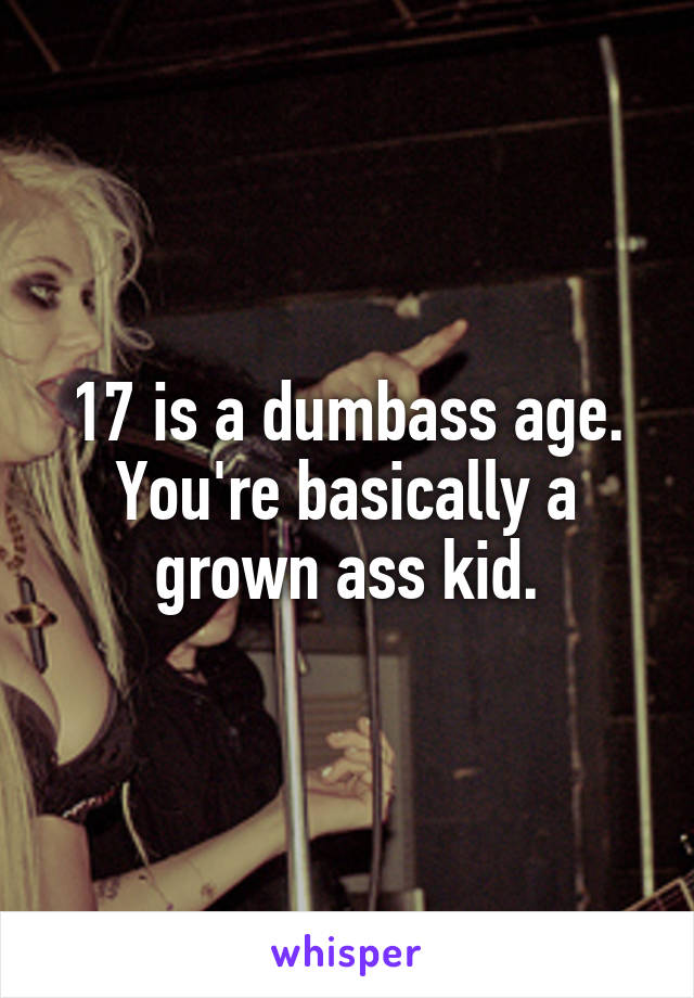 17 is a dumbass age. You're basically a grown ass kid.