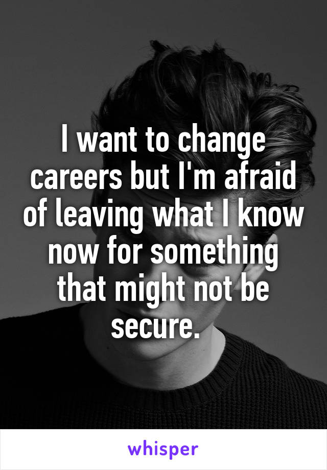 I want to change careers but I'm afraid of leaving what I know now for something that might not be secure.  