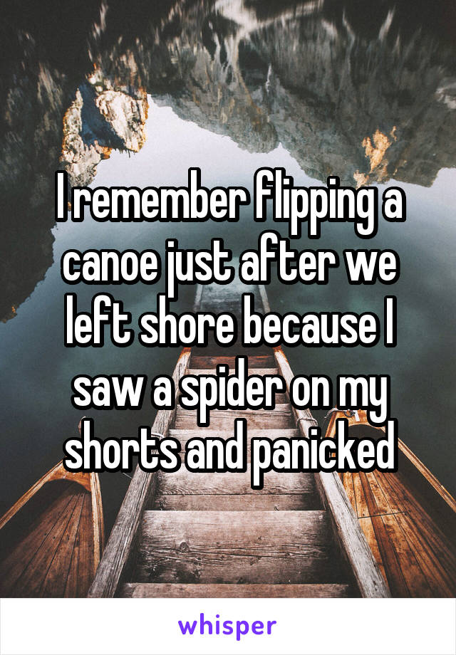 I remember flipping a canoe just after we left shore because I saw a spider on my shorts and panicked