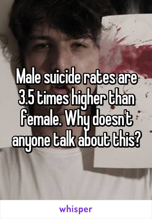 Male suicide rates are 3.5 times higher than female. Why doesn't anyone talk about this?