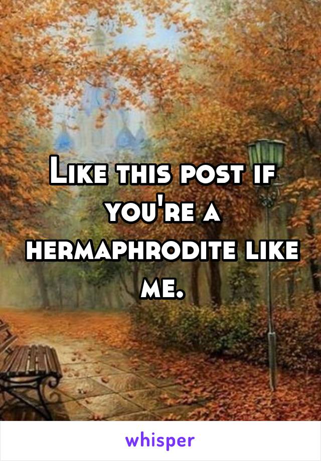 Like this post if you're a hermaphrodite like me.