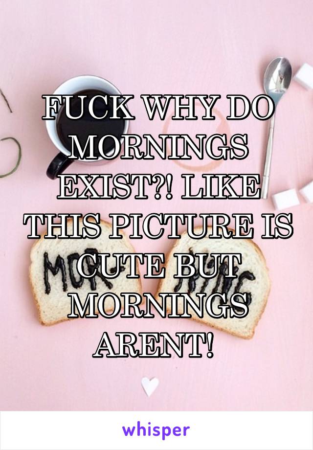 FUCK WHY DO MORNINGS EXIST?! LIKE THIS PICTURE IS CUTE BUT MORNINGS ARENT! 