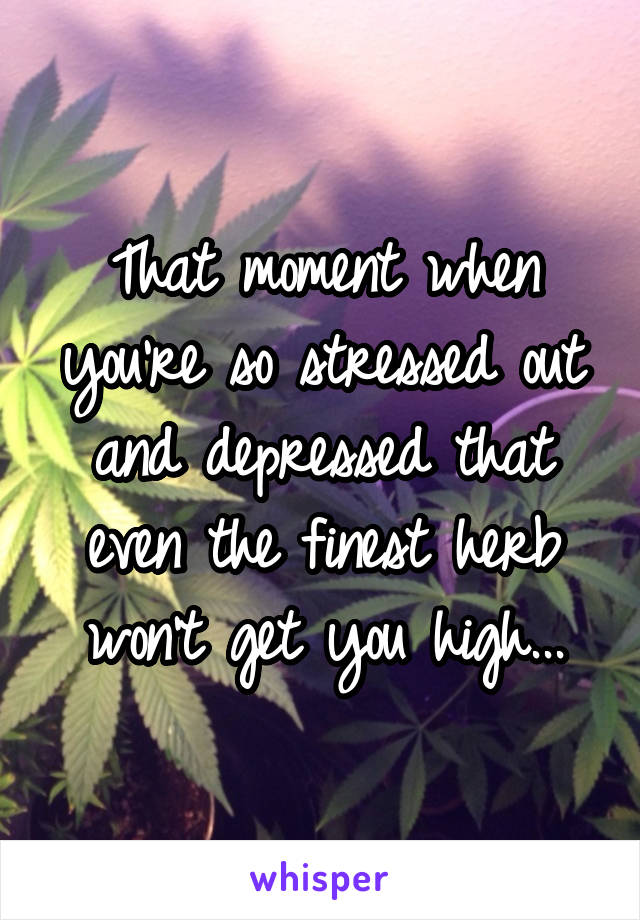 That moment when you're so stressed out and depressed that even the finest herb won't get you high...