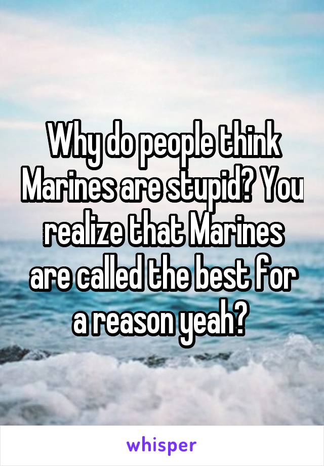 Why do people think Marines are stupid? You realize that Marines are called the best for a reason yeah? 