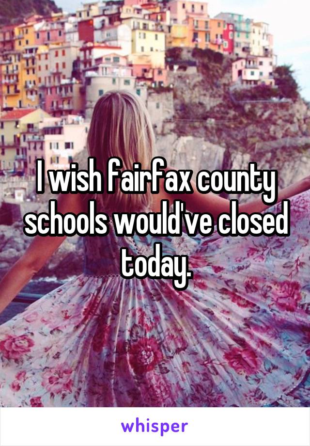 I wish fairfax county schools would've closed today.