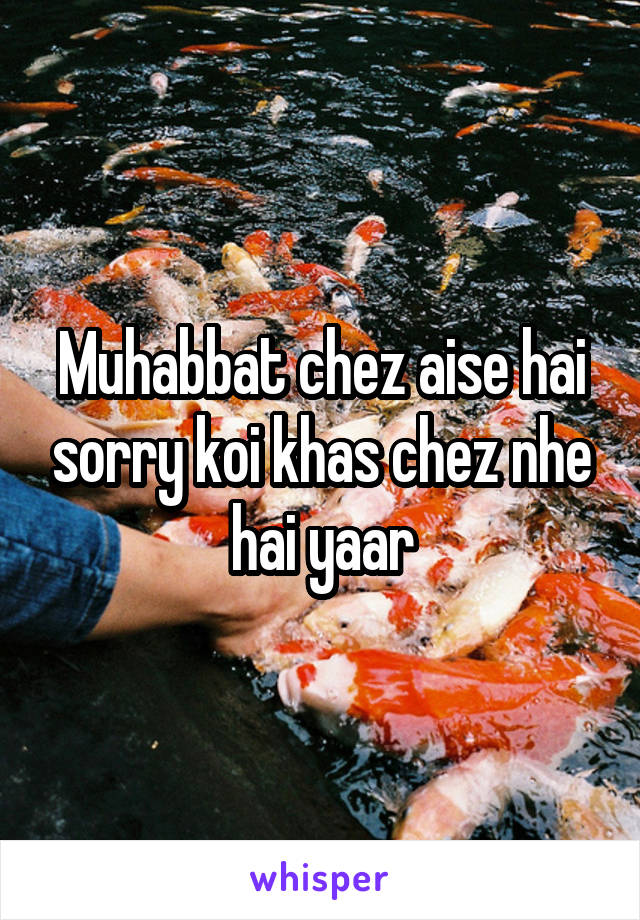 Muhabbat chez aise hai sorry koi khas chez nhe hai yaar