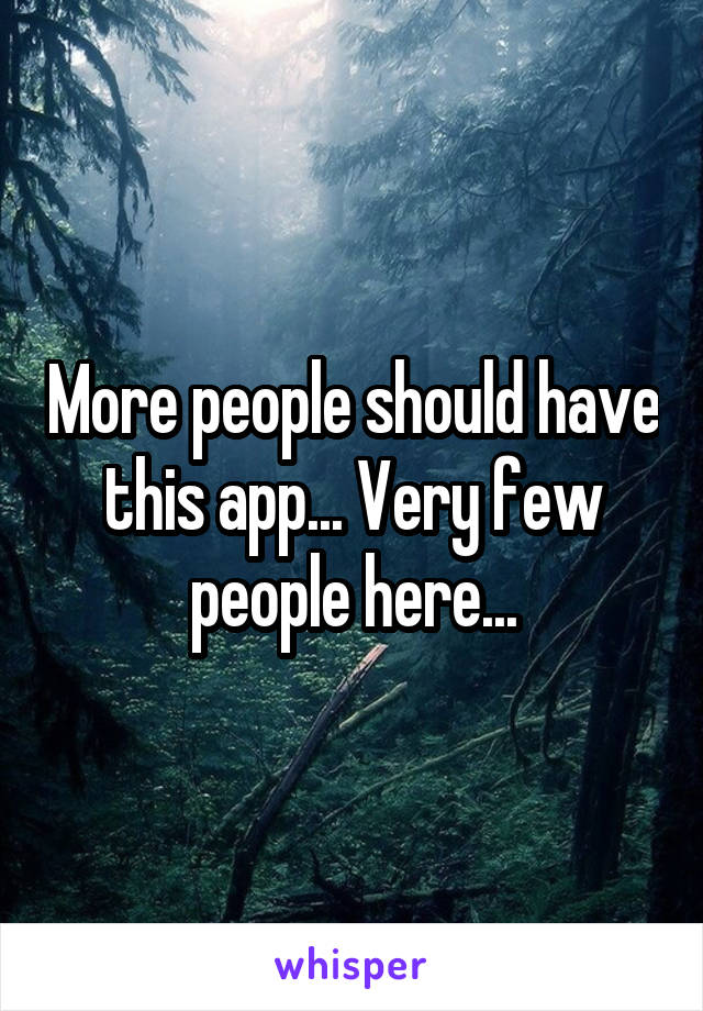 More people should have this app... Very few people here...