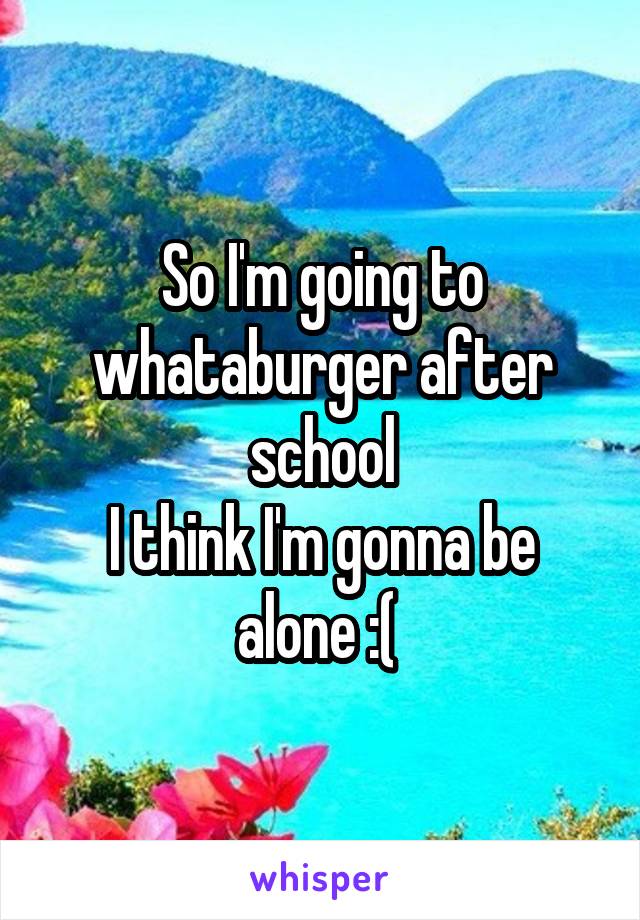 So I'm going to whataburger after school
I think I'm gonna be alone :( 