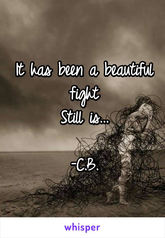 It has been a beautiful fight
Still is...

-C.B.