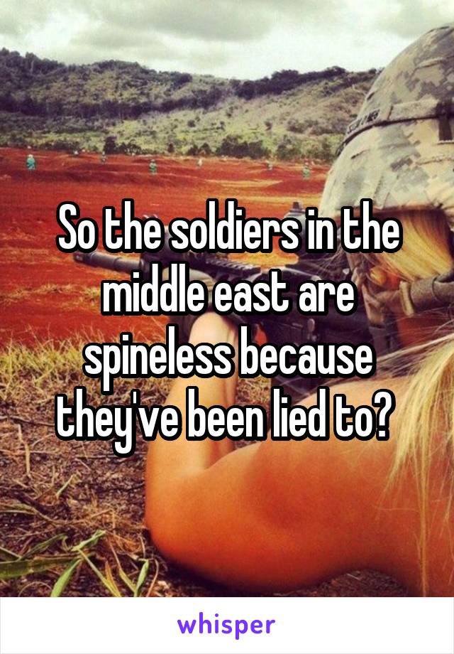 So the soldiers in the middle east are spineless because they've been lied to? 