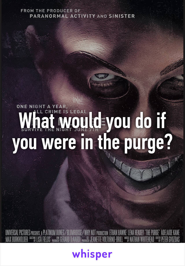 What would you do if you were in the purge?