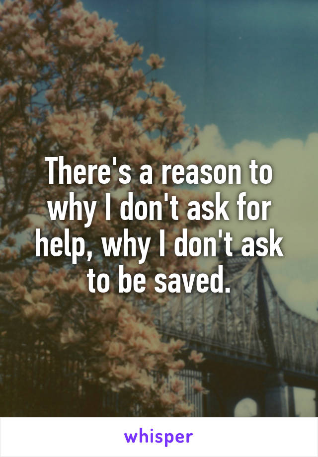 There's a reason to why I don't ask for help, why I don't ask to be saved.