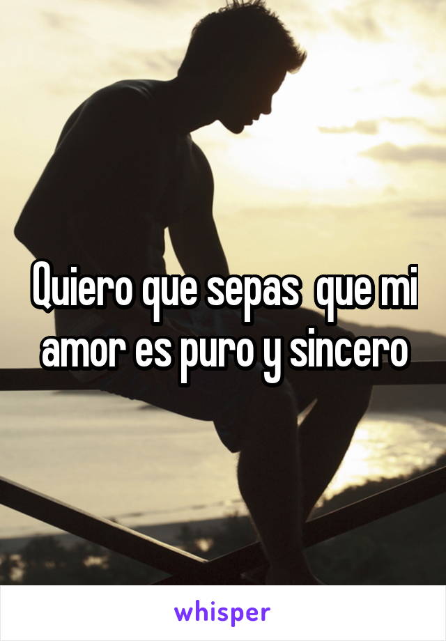 Quiero que sepas  que mi amor es puro y sincero