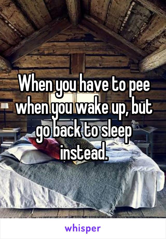 When you have to pee when you wake up, but go back to sleep instead.