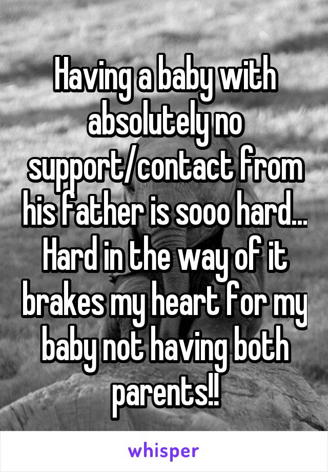 Having a baby with absolutely no support/contact from his father is sooo hard... Hard in the way of it brakes my heart for my baby not having both parents!!