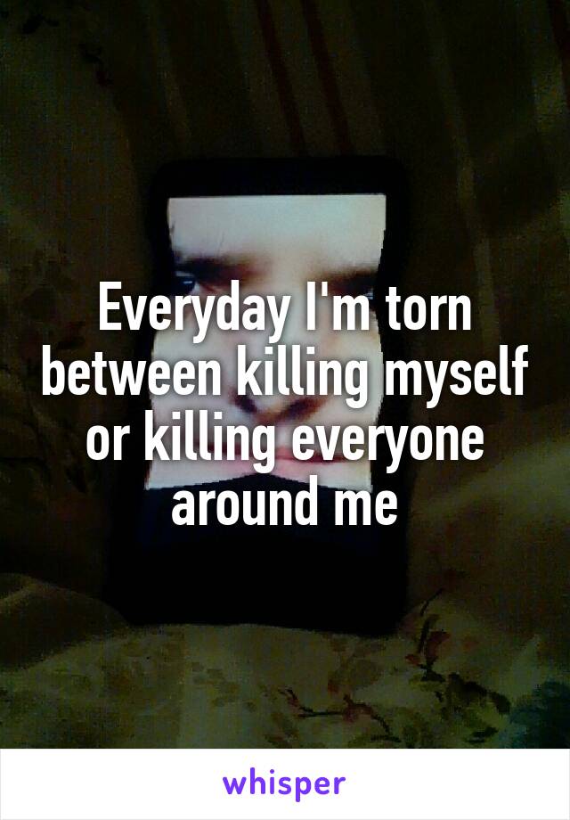 Everyday I'm torn between killing myself or killing everyone around me