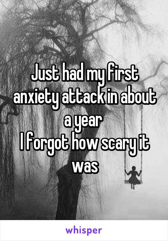 Just had my first anxiety attack in about a year 
I forgot how scary it was