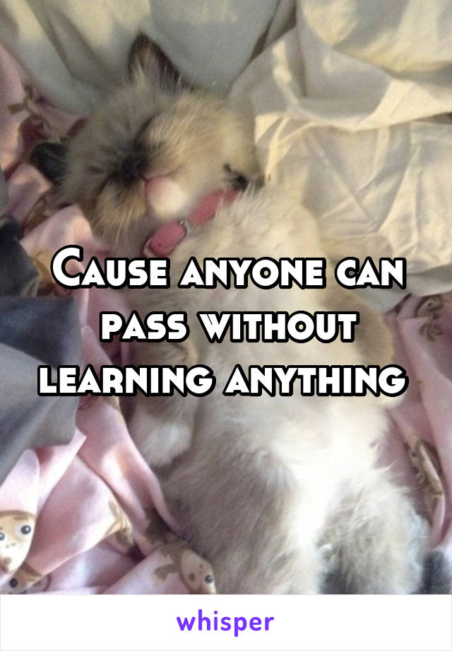 Cause anyone can pass without learning anything 