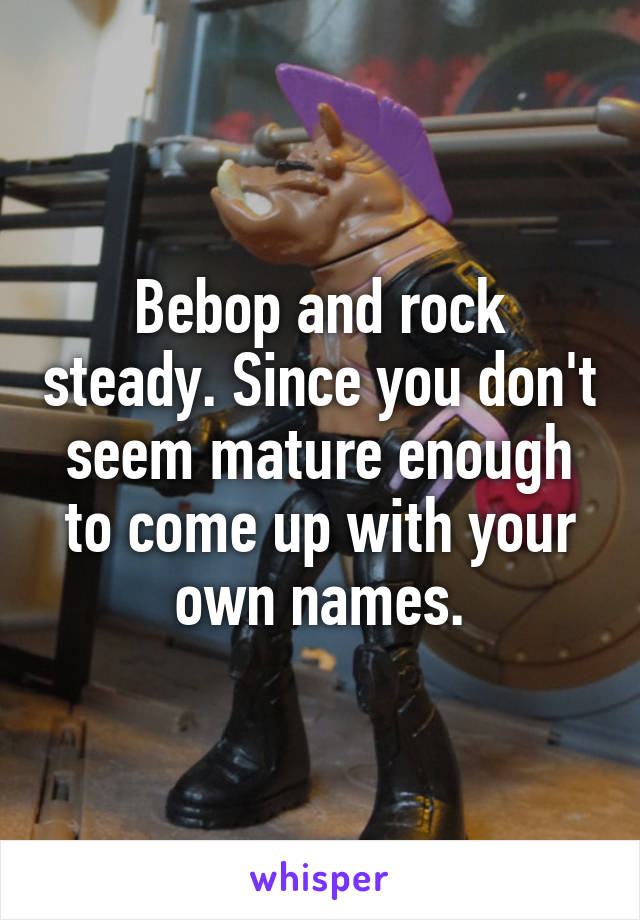 Bebop and rock steady. Since you don't seem mature enough to come up with your own names.