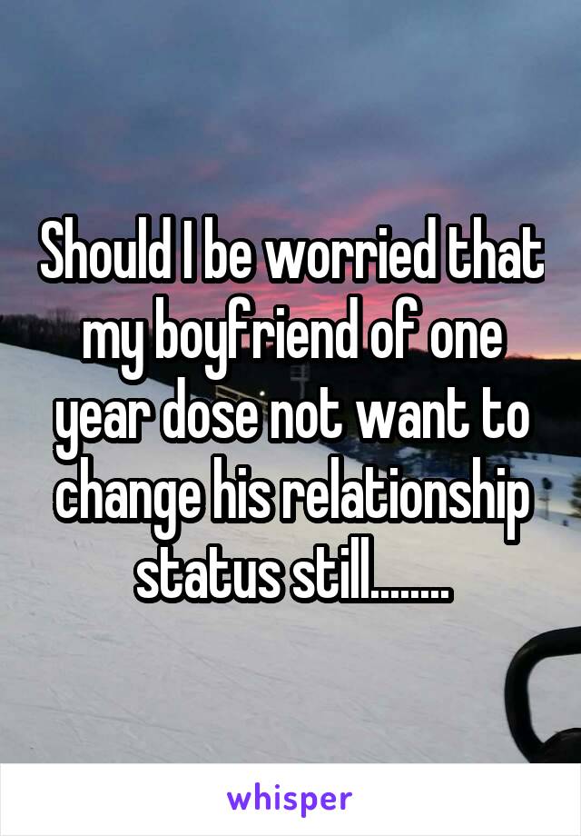 Should I be worried that my boyfriend of one year dose not want to change his relationship status still........