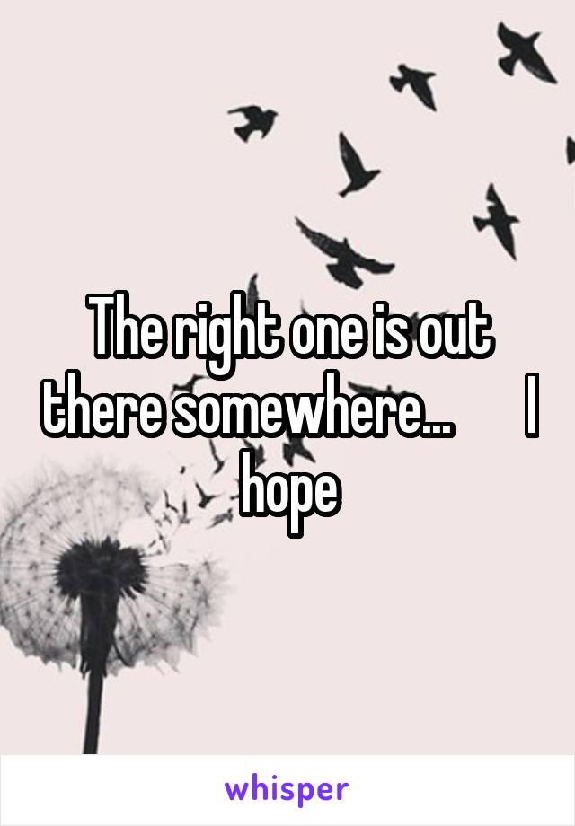 The right one is out there somewhere...       I hope
