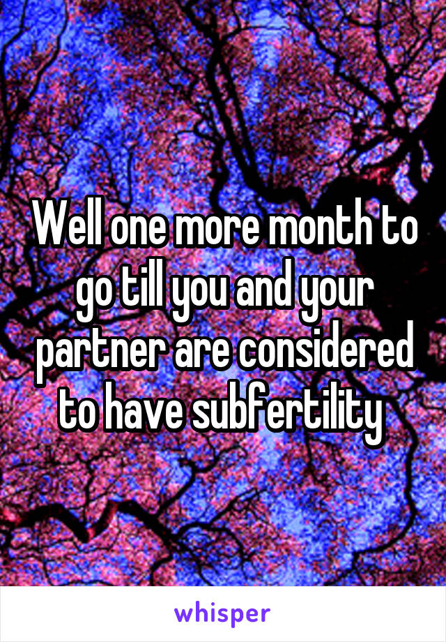 Well one more month to go till you and your partner are considered to have subfertility 