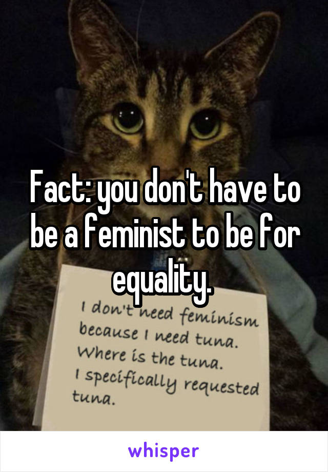 Fact: you don't have to be a feminist to be for equality. 