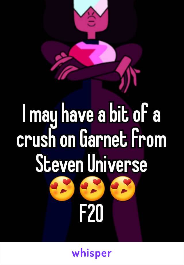 I may have a bit of a crush on Garnet from Steven Universe
😍😍😍
F20