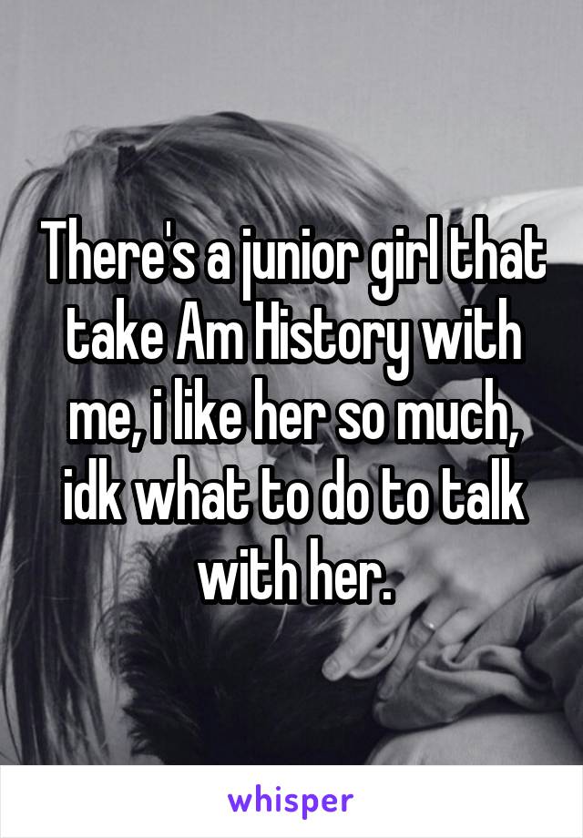 There's a junior girl that take Am History with me, i like her so much, idk what to do to talk with her.