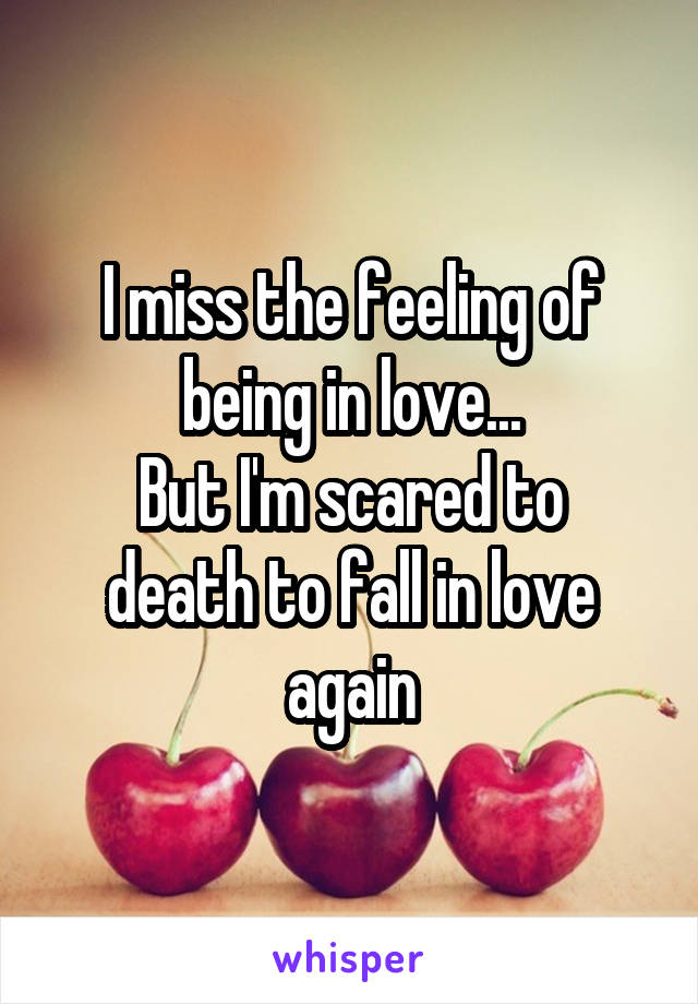 I miss the feeling of being in love...
But I'm scared to death to fall in love again