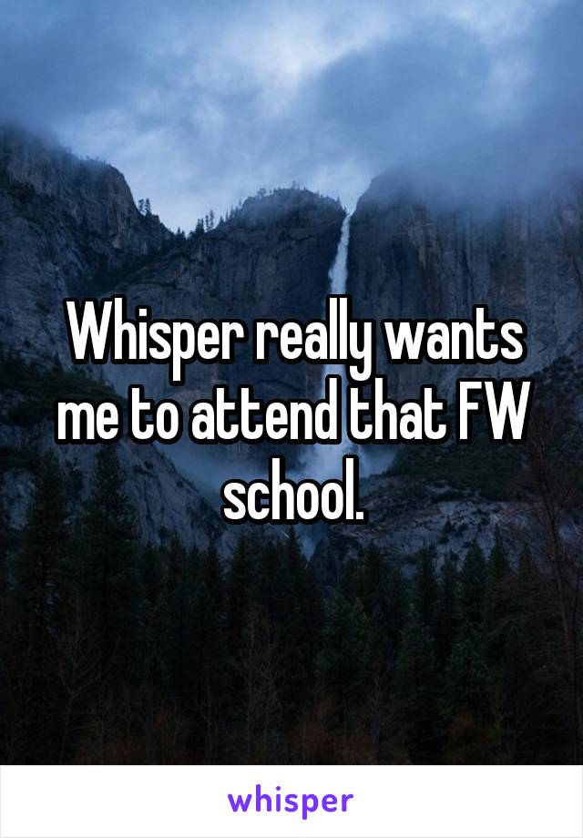 Whisper really wants me to attend that FW school.