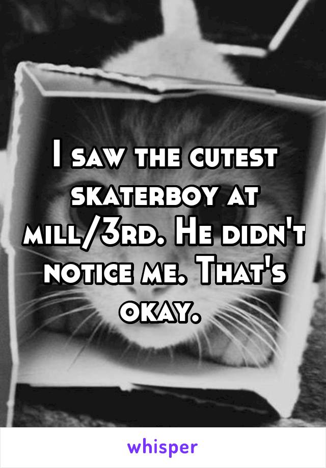 I saw the cutest skaterboy at mill/3rd. He didn't notice me. That's okay. 