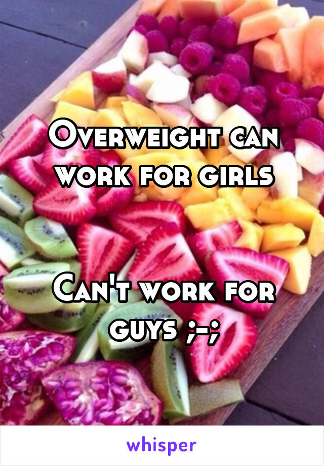 Overweight can work for girls


Can't work for guys ;-;
