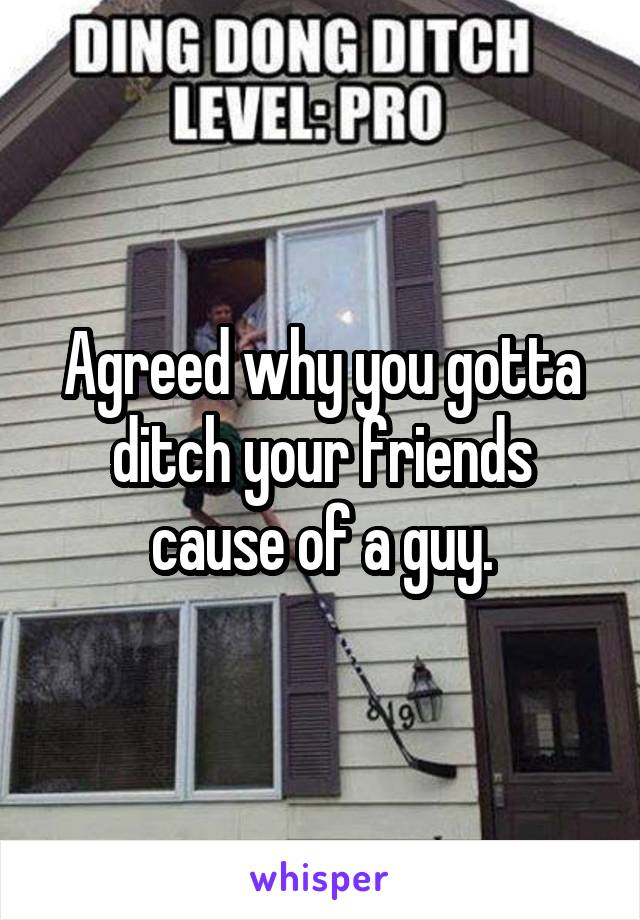 Agreed why you gotta ditch your friends cause of a guy.