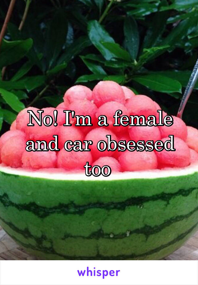 No! I'm a female and car obsessed too 