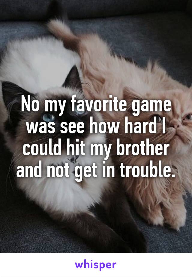 No my favorite game was see how hard I could hit my brother and not get in trouble.