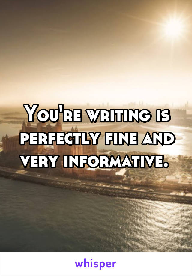 You're writing is perfectly fine and very informative. 