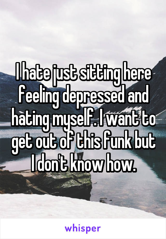 I hate just sitting here feeling depressed and hating myself. I want to get out of this funk but I don't know how.