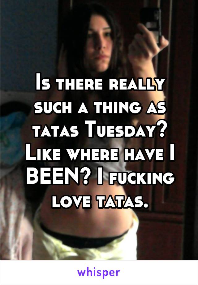 Is there really such a thing as tatas Tuesday?
Like where have I BEEN? I fucking love tatas.