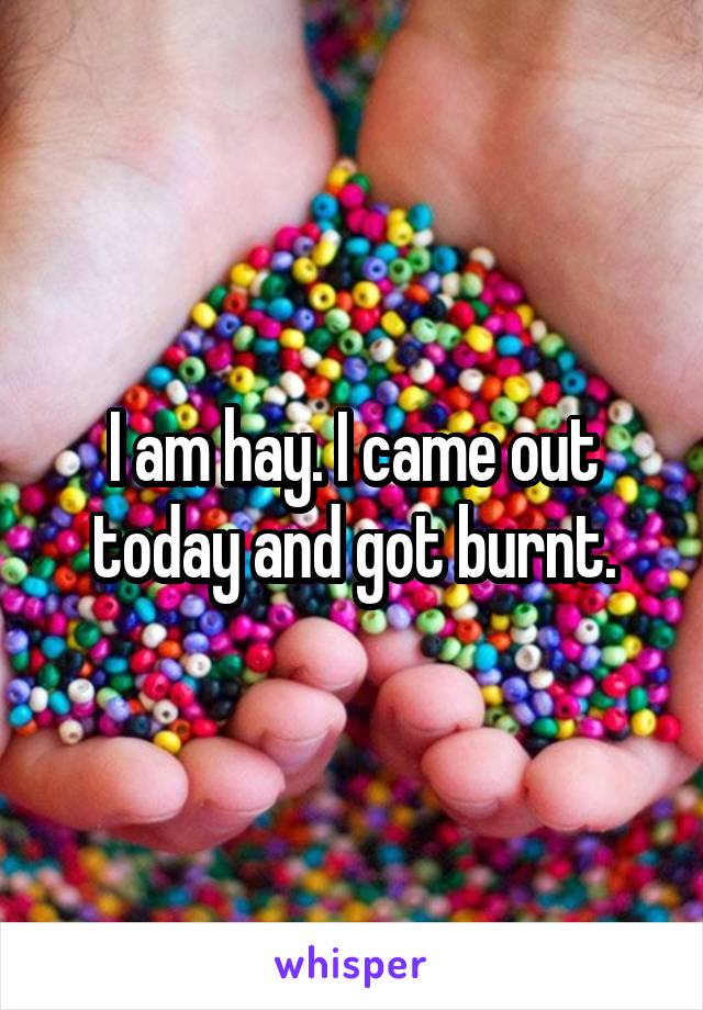 I am hay. I came out today and got burnt.