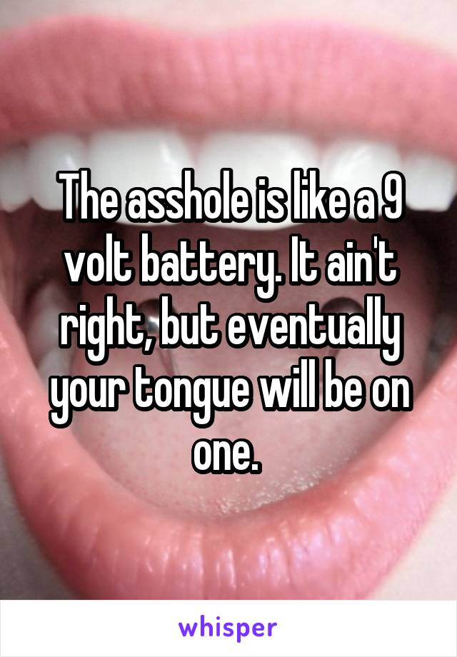 The asshole is like a 9 volt battery. It ain't right, but eventually your tongue will be on one. 
