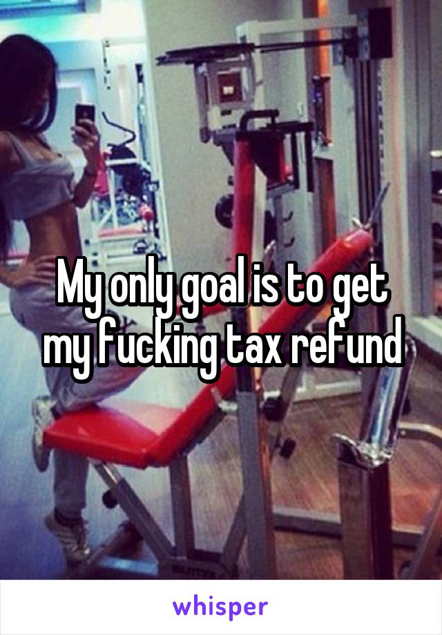 My only goal is to get my fucking tax refund
