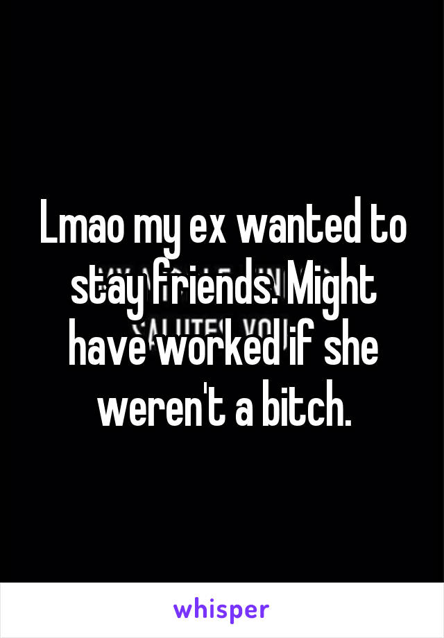 Lmao my ex wanted to stay friends. Might have worked if she weren't a bitch.
