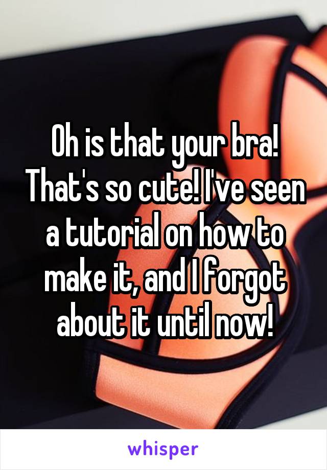Oh is that your bra! That's so cute! I've seen a tutorial on how to make it, and I forgot about it until now!