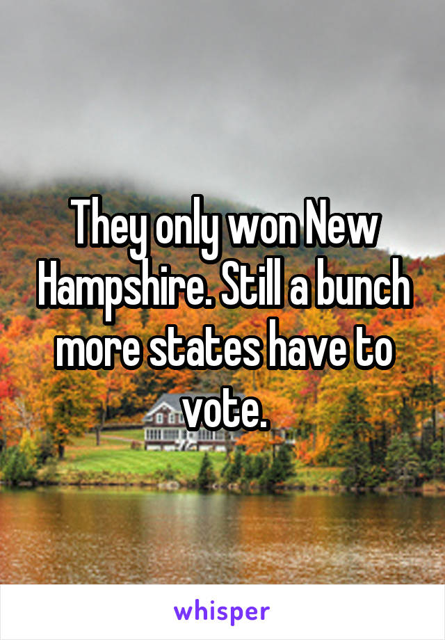 They only won New Hampshire. Still a bunch more states have to vote.