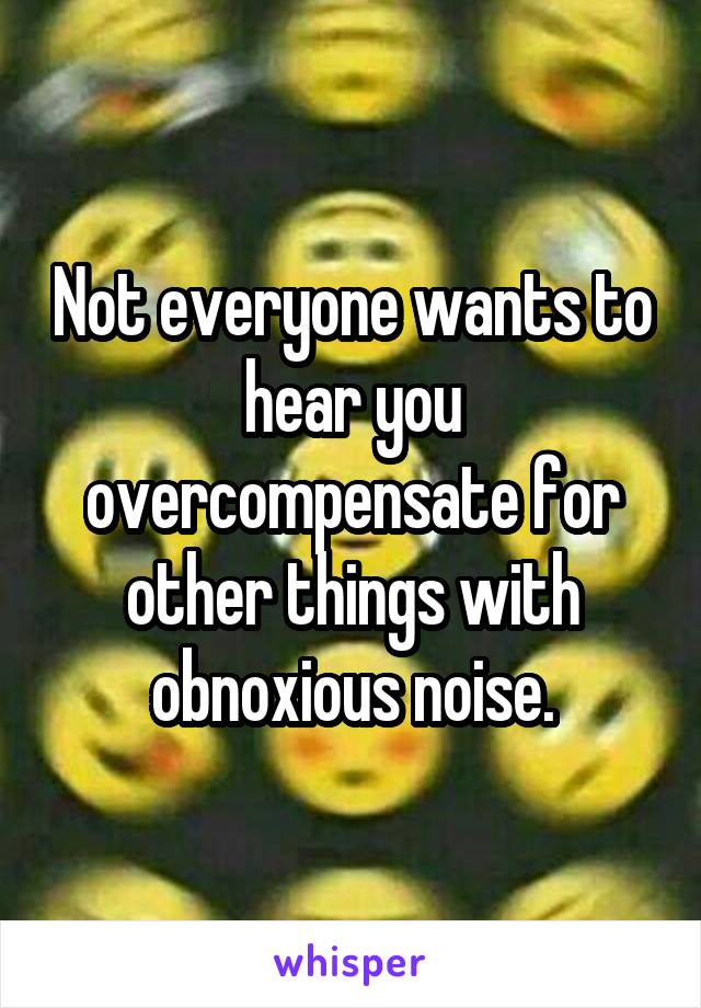 Not everyone wants to hear you overcompensate for other things with obnoxious noise.
