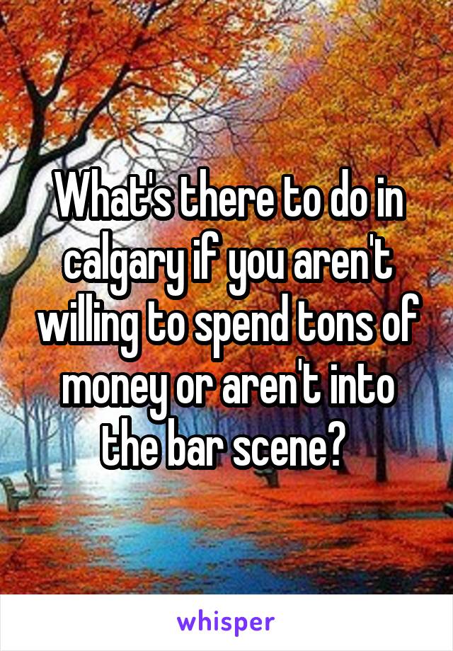 What's there to do in calgary if you aren't willing to spend tons of money or aren't into the bar scene? 