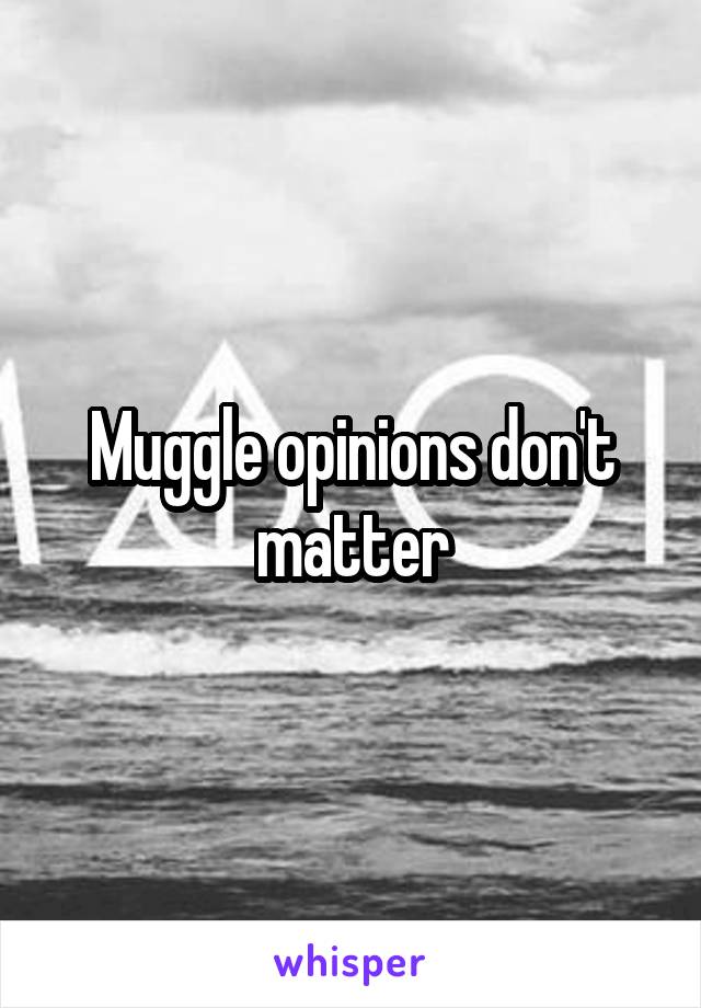 Muggle opinions don't matter