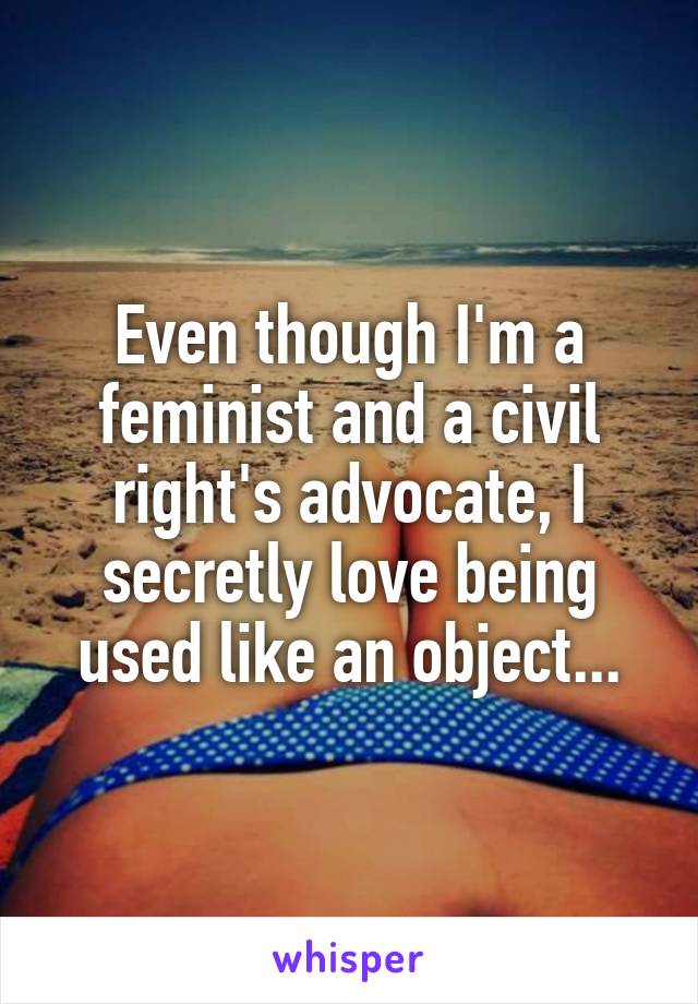 Even though I'm a feminist and a civil right's advocate, I secretly love being used like an object...